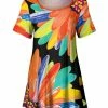 Lily | Black & Coral Floral Scoop Neck Tunic - Women