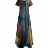 Lily | Navy & Brown Abstract Handkerchief Maxi Dress - Women