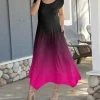 Lily | Black & Pink Ombré Handkerchief Maxi Dress - Women