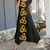 Lily | Black & Yellow Floral Handkerchief Maxi Dress - Plus