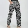 Lily | Black & White Abstract Pocket Wide-Waistband Pants - Women
