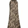 Lily | Black & Beige Lace-Print Yoke Dress - Women