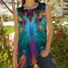 Lily | Blue & Pink Abstract Pleated Sleeveless Tunic - Plus