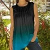 Lily | Black & Blue Ombré Pleated Sleeveless Tunic - Plus