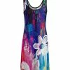 Lily | Black & Blue Floral Abstract Scoop Neck Sleeveless Dress - Plus