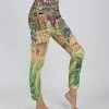 Lily | Green & Coral Abstract Pocket High-Waist Leggings - Women