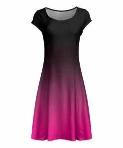 Lily | Black & Fuchsia Ombré Cap-Sleeve A-Line Dress - Women & Plus