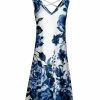 Lily | Blue & White Floral Cross-Back Sleeveless Dress - Women