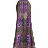 Lily | Purple & Green Paisley Midi Halter Dress - Plus