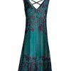 Lily | Turquoise & Purple Floral Cross-Back Sleeveless Dress - Women
