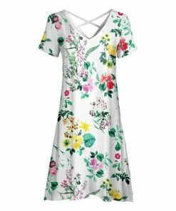 Lily | White & Yellow Floral Cross-Back A-Line Dress - Women
