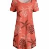 Lily | Coral & White Starfish Boatneck A-Line Dress - Women