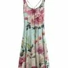 Lily | Teal & Pink Floral Strappy-Back Sleeveless Dress - Plus