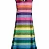 Lily | Purple & Blue Stripe Keyhole-Back Sleeveless Dress - Women