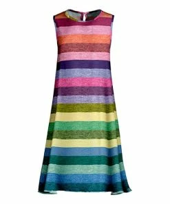 Lily | Purple & Blue Stripe Keyhole-Back Sleeveless Dress - Women