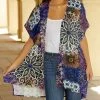 Lily | Purple & Cream Floral Patchwork Short-Sleeve Kimono - Women & Plus