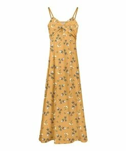Lily | Yellow & Black Floral Twist-Front Sleeveless Maxi Dress