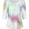 Lily | White & Green Abstract Boatneck Tunic - Women & Plus