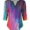 Lily | Black & Purple Abstract Notch Neck Tunic - Women