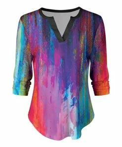 Lily | Black & Purple Abstract Notch Neck Tunic - Women