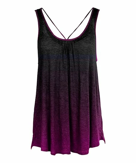 Lily | Black & Purple Ombré Sleeveless Scoop Neck Tunic - Plus 1 Lily | Black & Purple Ombré Sleeveless Scoop Neck Tunic - Plus