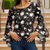 Lily | Black & Taupe Abstract Bell-Sleeve Tunic - Plus