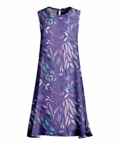 Lily | Purple & Lavender Leaves Sleeveless Shift Dress - Women