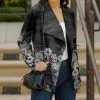 Lily | Black & White Floral Lapel Open Blazer - Women