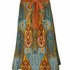 Lily | Rust & Blue Paisley Tie-Waist A-Line Skirt - Plus