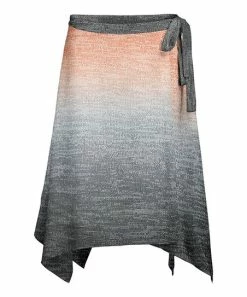 Lily | Gray & Coral Ombré Tie-Waist Handkerchief Skirt - Women