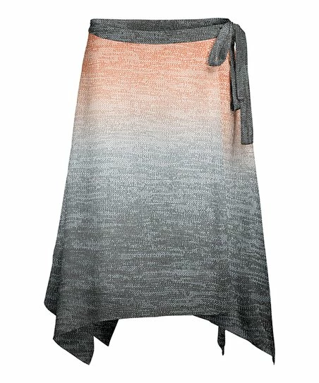 Lily | Gray & Coral Ombré Tie-Waist Handkerchief Skirt - Women 1 Lily | Gray & Coral Ombré Tie-Waist Handkerchief Skirt - Women
