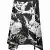 Lily | Black & White Abstract Leaf Tie-Waist Handkerchief Skirt - Women