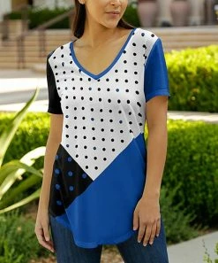 Lily | Black & Blue Dot Short-Sleeve V-Neck Tunic - Plus