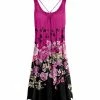 Lily | Pink & Black Floral Pleated Scoop Neck Sleeveless Dress - Women & Plus