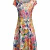 Lily | Orange & White Floral Cap-Sleeve A-Line Dress - Plus