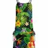 Lily | Black & Green Floral Side-Tie Sleeveless Dress - Plus