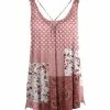 Lily | Rose & White Floral Patchwork Pleated Sleeveless Tunic - Plus