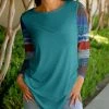 Lily | Turquoise & Red Stripe Long-Sleeve Tunic - Women