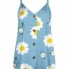 Lily | Blue & White Floral Button-Front Sleeveless Tunic - Women