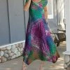 Lily | Purple & Turquoise Abstract Handkerchief Maxi Dress - Women