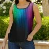 Lily | Black Multicolor Boatneck Tank Top - Plus