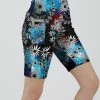 Lily | Aqua & Black Floral High-Waist Pocket Bike Shorts - Women