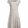 Lily | Beige & White Cheetah Scoop Neck Cap-Sleeve Dress - Women