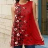 Lily | Red & Black Floral Butterfly Sleeveless Swing Tunic - Plus
