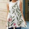 Lily | Green & White Floral Sleeveless Swing Tunic - Women