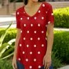 Lily | Red & White Polka Dot V-Neck Short-Sleeve Tunic - Women & Plus