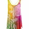 Lily | Yellow & Multicolor Abstract Spiral Crisscross-Back Pleated Tank - Plus