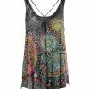 Lily | Black Paisley Crisscross-Back Pleated Sleeveless Tunic - Plus
