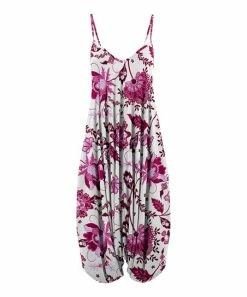 Lily | Purple & White Floral Sleeveless Harem Jumpsuit