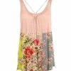 Lily | Pink & Gray Floral Crisscross-Back Pleated Sleeveless Tunic - Plus